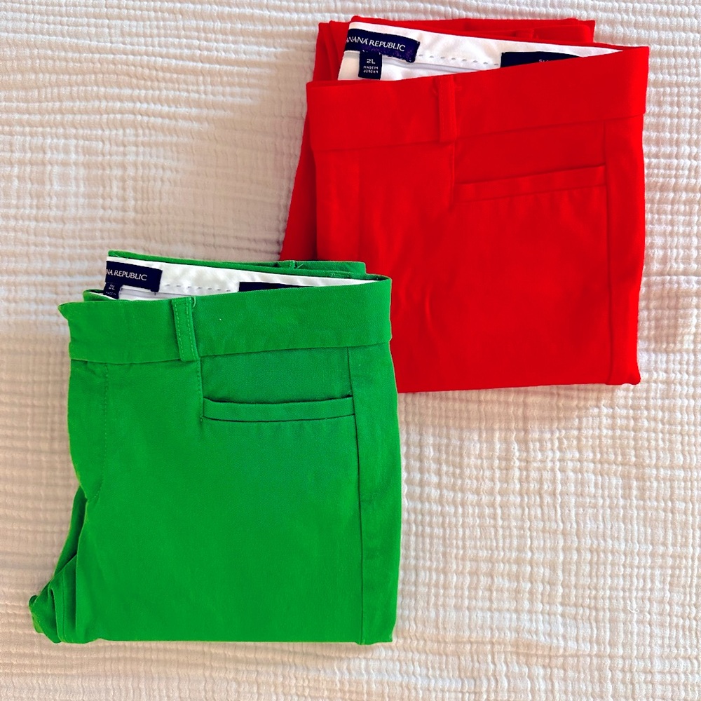 Banana  Republic women’s stretch ankle pants -red and green- 2 long